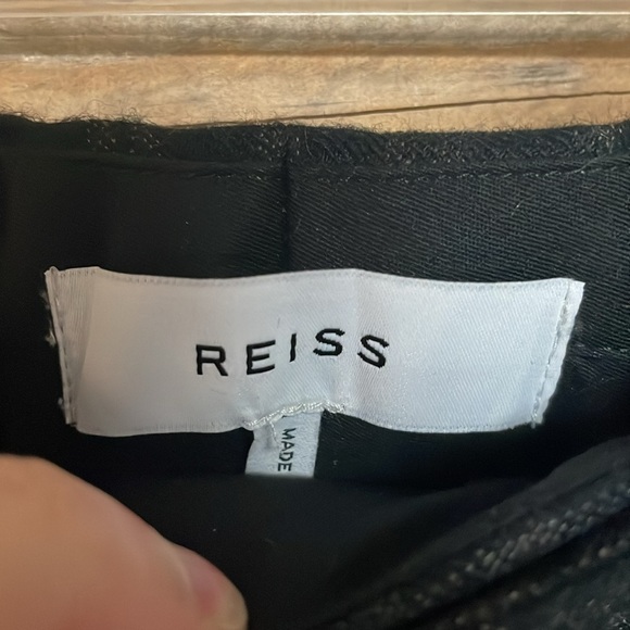 Reiss size 32x30 Black and Brown Plaid 100% Wool Dress Pants with Pockets - Picture 2 of 12